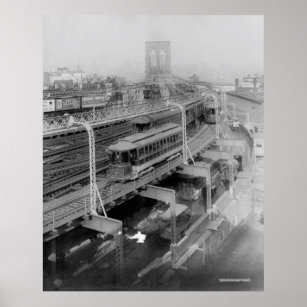 Poster Vintage Brooklyn Bridge Railway Photographie (1910