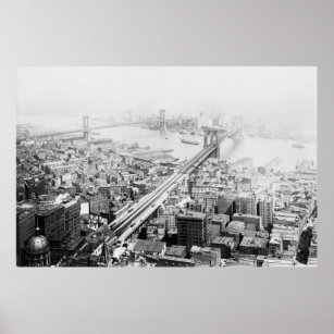 Poster Vintage Brooklyn et Manhattan Bridge Photo