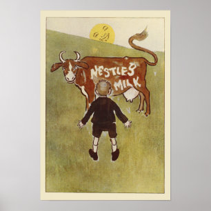 Poster vintage Brown de lait de vache Nestlé
