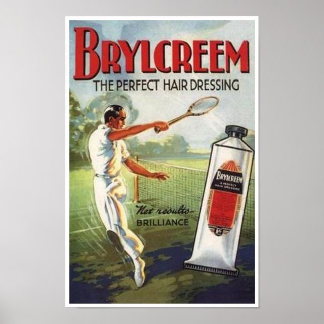 Poster Vintage Brylcreem Homme Jouer Publicité De Tennis (Devant)