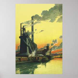 Poster Vintage Business Factory, Fabrication sur un quai