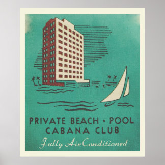 Poster vintage Cabana Club Miami Travel