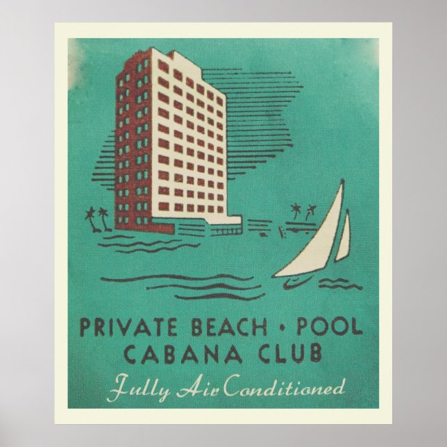 Poster vintage Cabana Club Miami Travel (Devant)