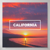 Poster vintage California Sunset Beach