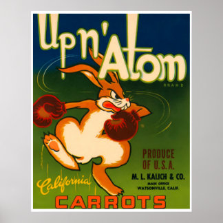 Poster vintage Californie Carottes Aliments et Imp