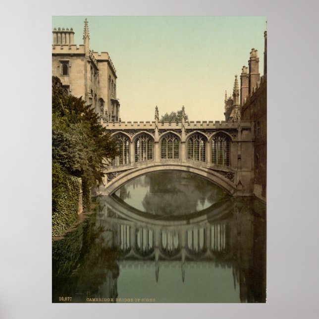 Poster Vintage Cambridge Angleterre, Pont des Soupirs (Devant)