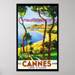 Poster vintage Cannes Côte d'Azur