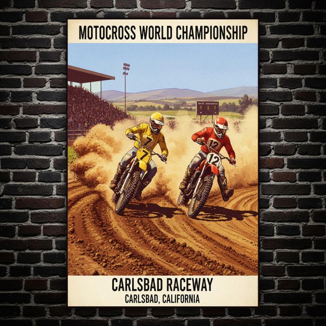 Poster vintage Carlsbad Raceway Motocross Wall (Créateur téléchargé)