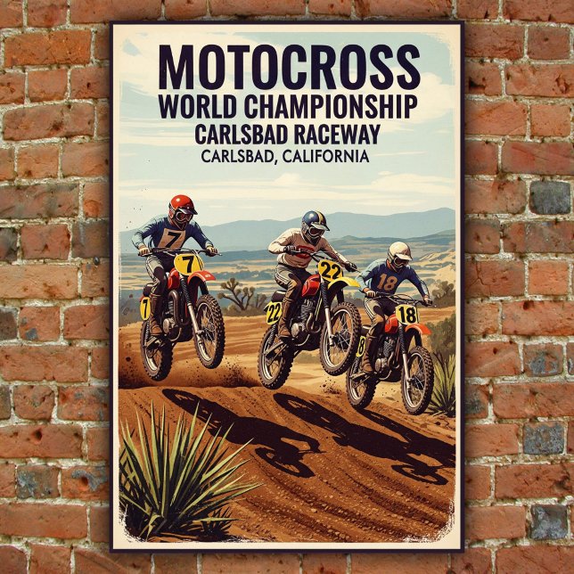 Poster vintage Carlsbad Raceway Motocross Wall (Créateur téléchargé)