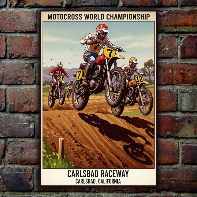 Poster vintage Carlsbad Raceway Motocross Wall (Créateur téléchargé)