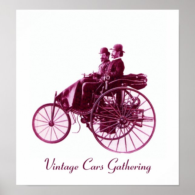Poster Vintage Cars Rassembler, violet violet blanc (Devant)