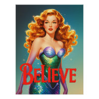 Vintage Cartoon Mermaid Art Retro Croire