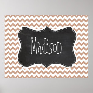 Poster Vintage Chalkboard look; Brown Chevron Motif