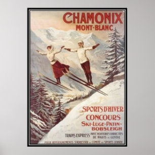 Poster Vintage Chamonix, Mont-Blanc, France -