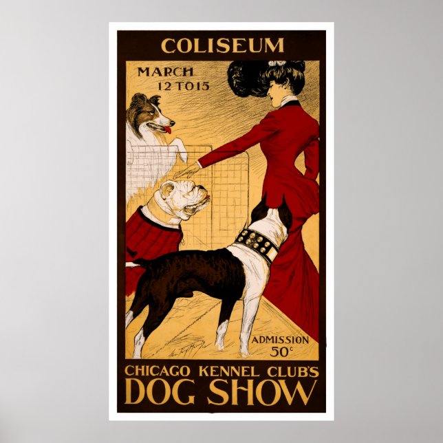 Poster Vintage Chicago Dog Show bannière verticale (Devant)