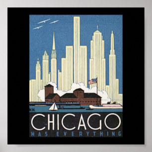 Poster Vintage Chicago Travel Art-7