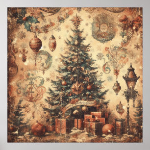 Poster Vintage Christmas Collage