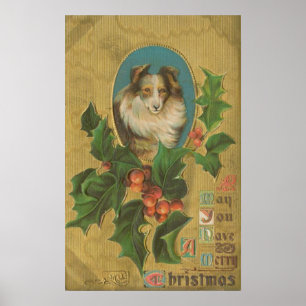 Poster Vintage Christmas Collie