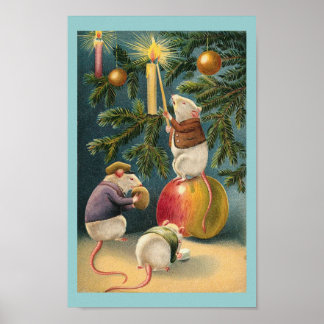 Poster Vintage Christmas Mice