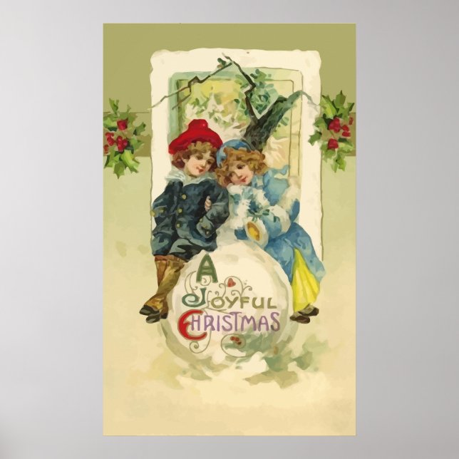 Poster Vintage Christmas Snowball (Devant)