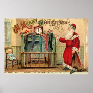 Poster Vintage Christmas Stockings