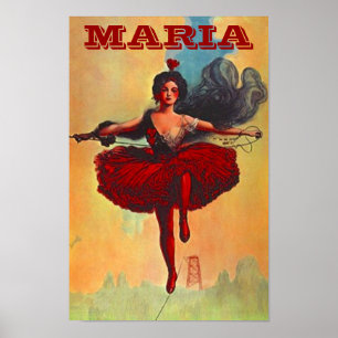 POSTER VINTAGE CIRCUS PRIMA DONNA HIGHWIRE ARTISTE