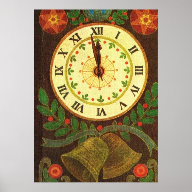 Poster Vintage clock, Countdown to Christmas (Devant)