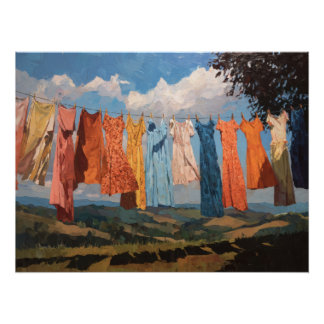 Poster Vintage Colorful Laundry Sky Art Print