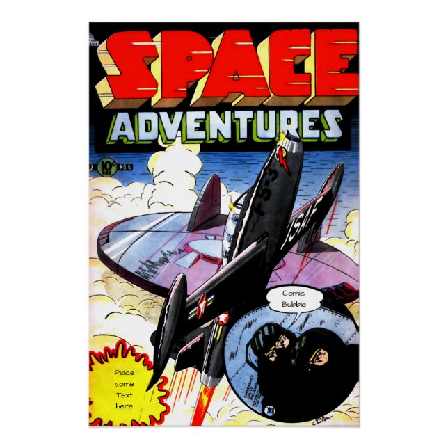 Poster Vintage Comic Cover , Space Adventures 2 custom (Devant)