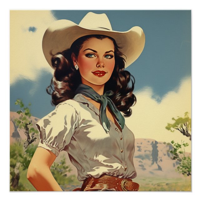 Poster Vintage Cowgirl : Whispers Wild West (Devant)