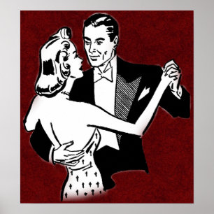 Poster vintage dancing couple