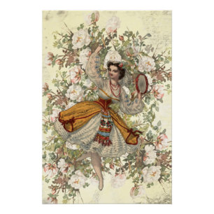 Poster vintage Dancing Gypsy Floral Mix and Match