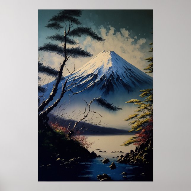 Poster vintage d'art japonais Mt Fuji (Devant)