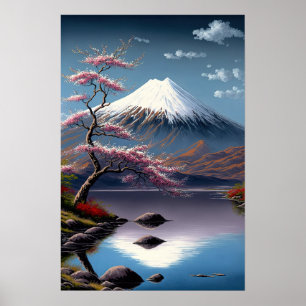 Poster vintage d'art japonais Mt Fuji