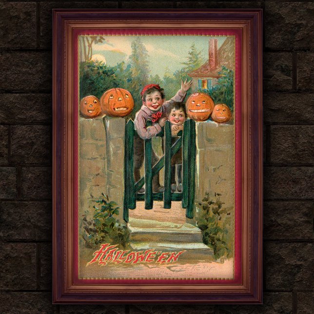 Poster vintage de 1908 Halloween Boys et Citrouill (Créateur téléchargé)