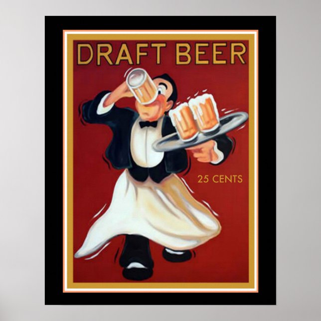 Poster vintage de bière Brouillon 16x20 (Devant)