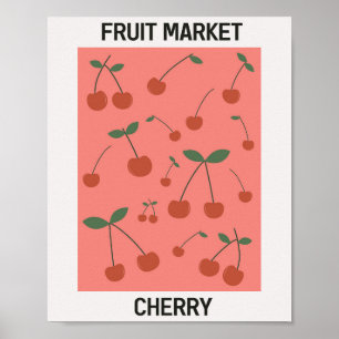 Poster vintage de cerises du marché aux fruits
