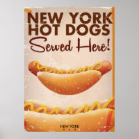 Poster vintage de chiens chauds de New York