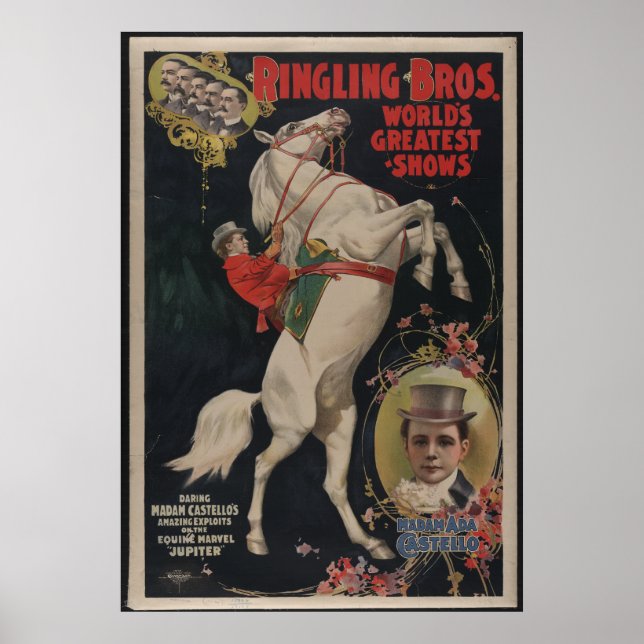 Poster vintage de cirque Bros à anneaux (Devant)