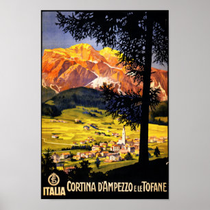 Poster vintage de Cortina d Ampezzo Italie