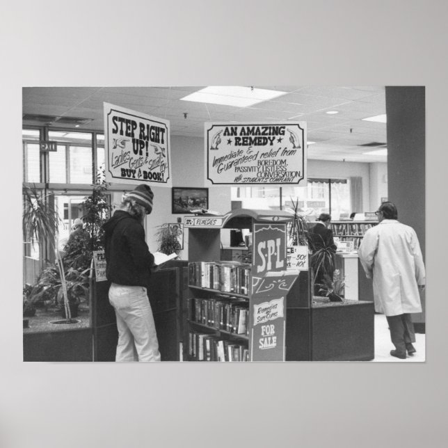 Poster vintage de la bibliothèque publique Spokane (Devant)