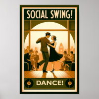 poster vintage de la danse à voile sociale des ann