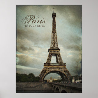 Poster vintage de la tour Eiffel Paris