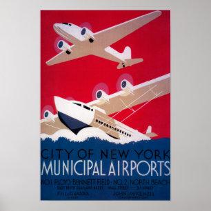 Poster vintage de l'aéroport municipal de New York