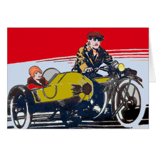Poster vintage de moto de sidecar