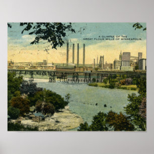 Poster vintage de moulins de Minneapolis