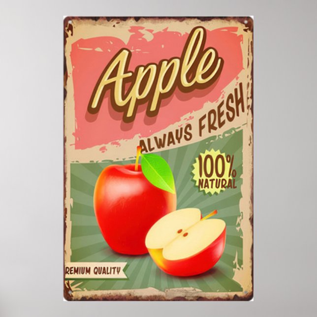 Poster vintage de pomme de fruits frais (Devant)