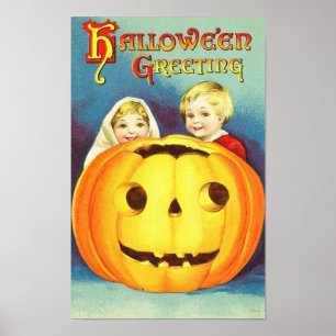 Poster vintage de salutation Halloween