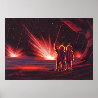 Poster Vintage de science-fiction Alien Red Planet Explos
