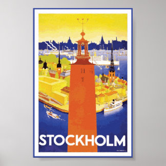 Poster vintage de Stockholm Suède